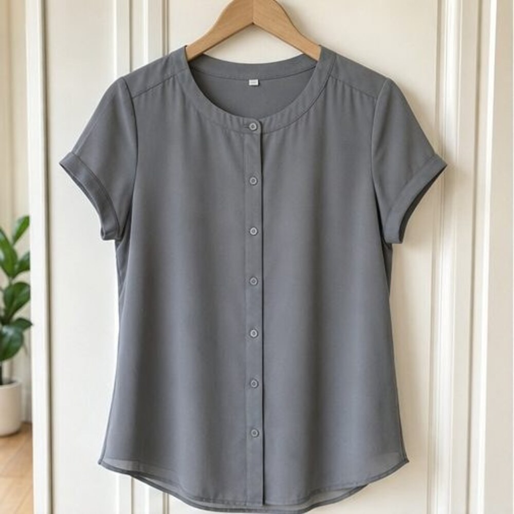 Gray Puff Sleeve Top
